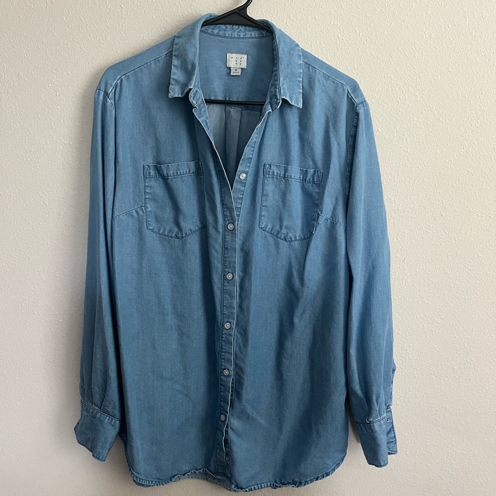 Denim Look Button Down